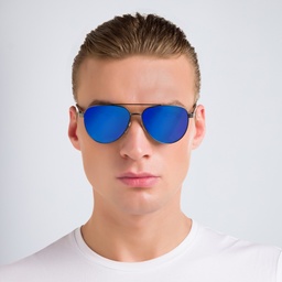 EYE'M Aviator Sunglasses in Grey – Model Photo 2