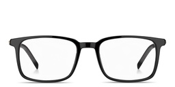Shop Tommy Hilfiger Engraved Logo Rectangle Eyeglasses in Black online.