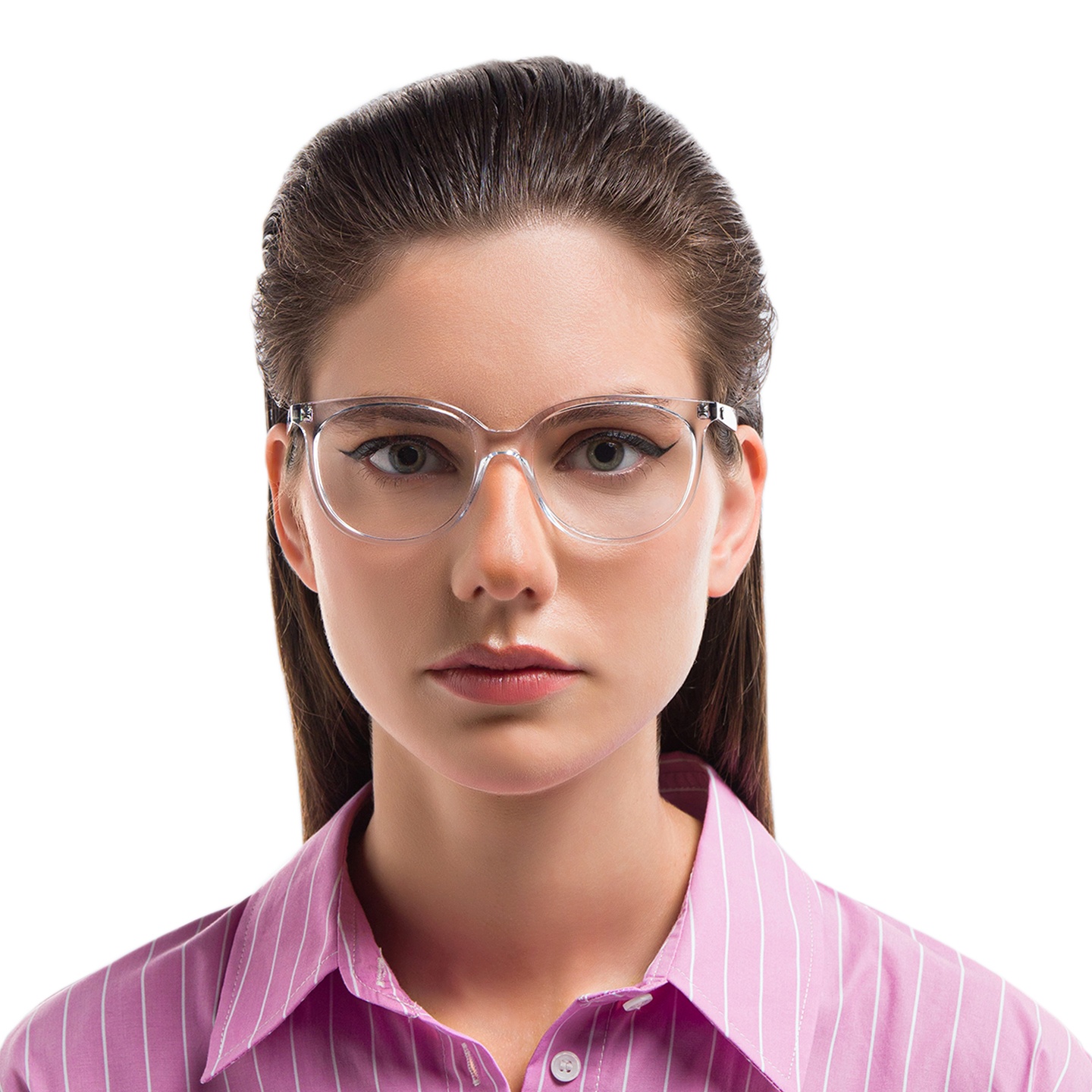 Ray-Ban Square Eyeglasses in Transparent – Model Photo 1