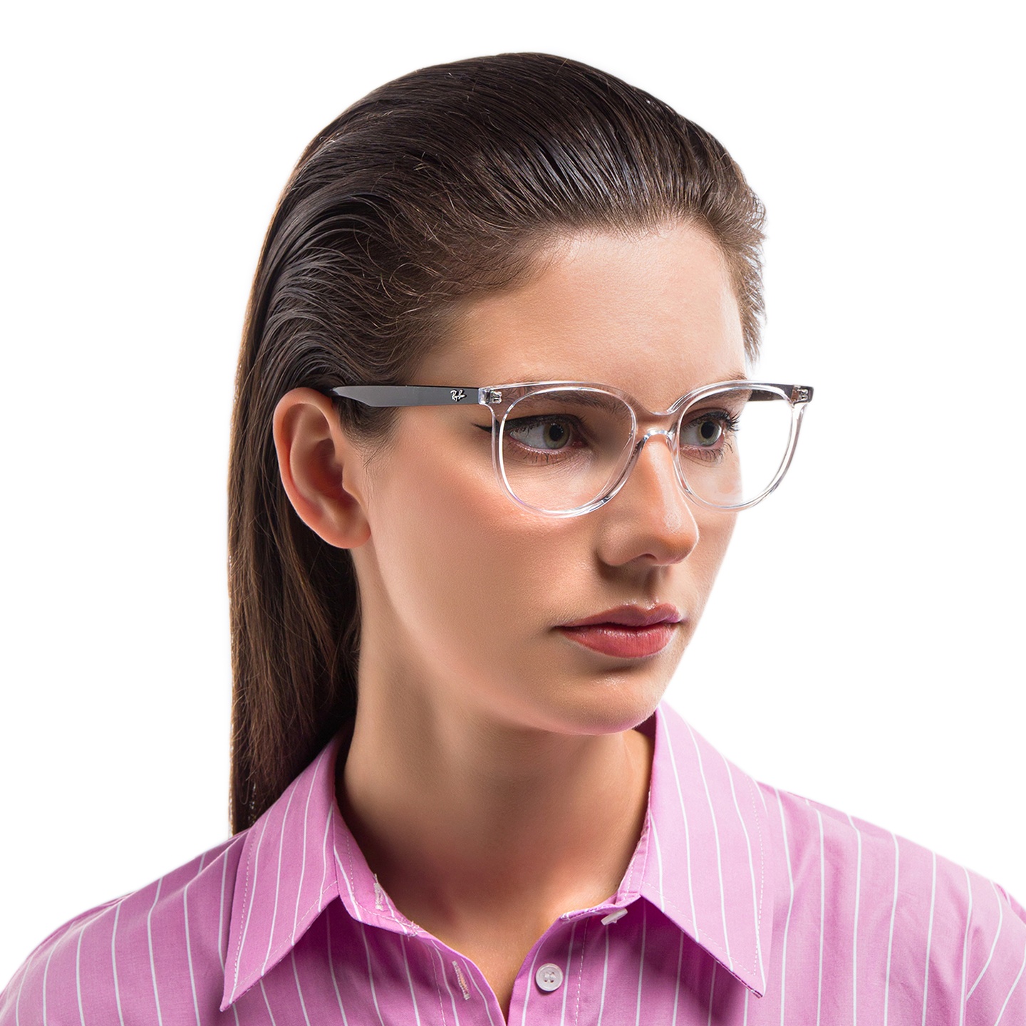 Ray-Ban Square Eyeglasses in Transparent – Model Photo 4