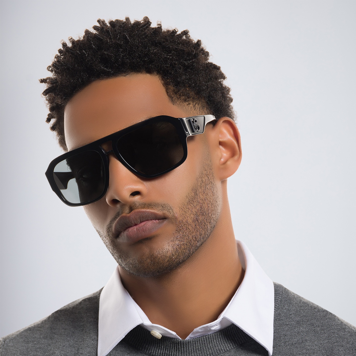 Dolce & Gabbana Pilot Sunglasses in Black – Model Photo 1