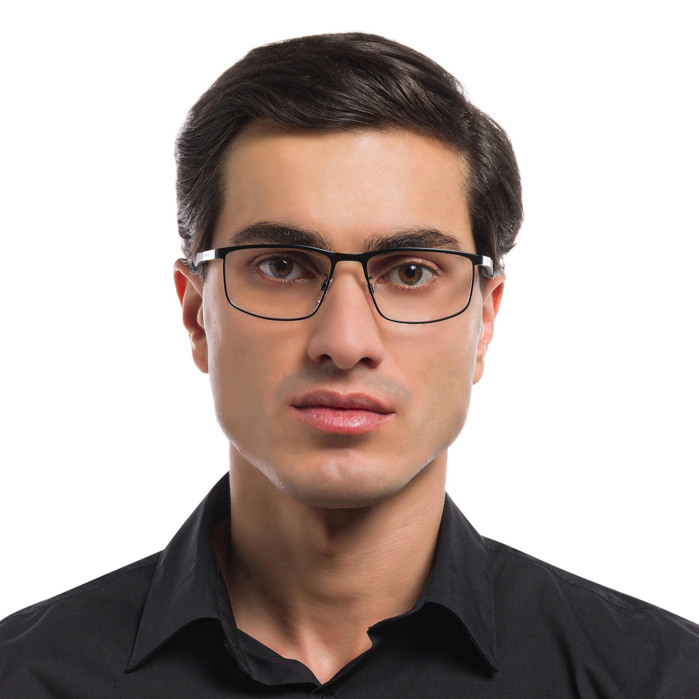 Shop Emporio Armani Pillow Eyeglasses in Matte Black online.