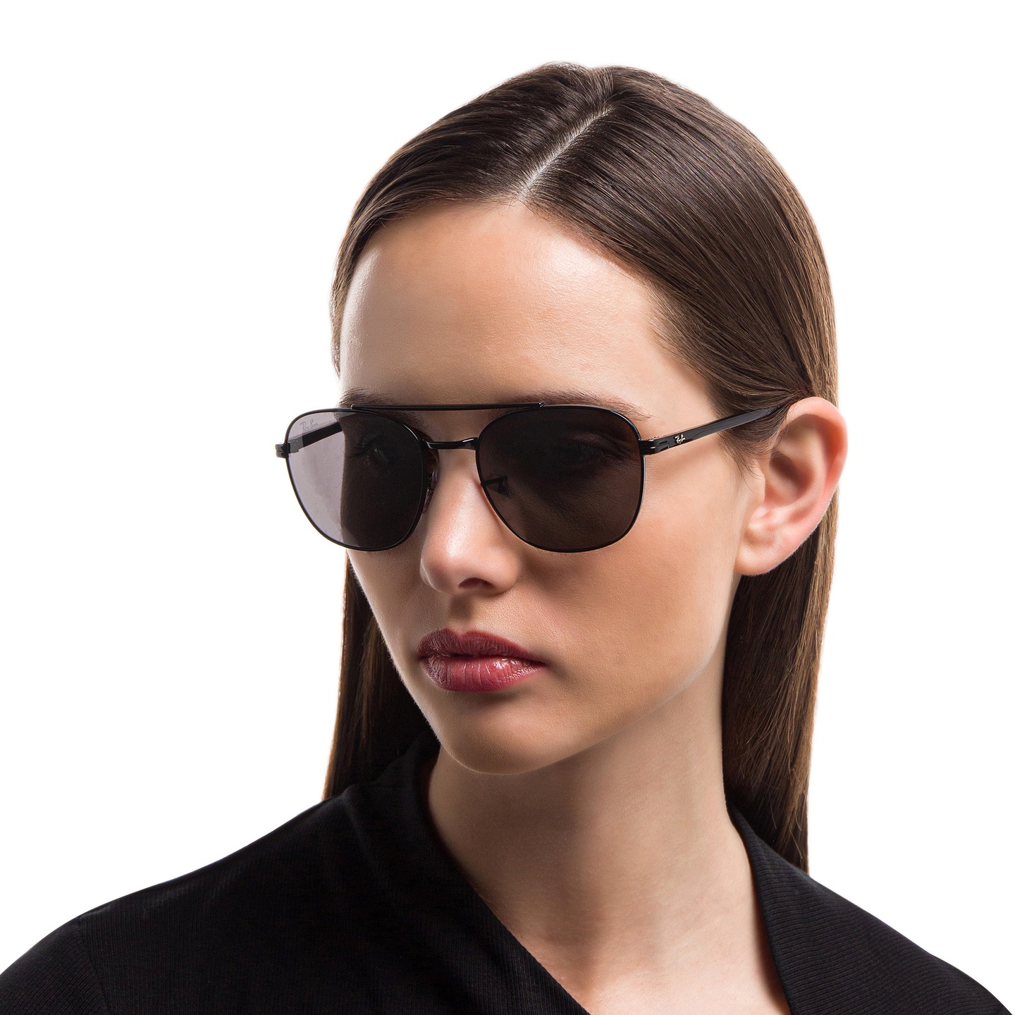 Ray-Ban Unisex Square Sunglasses in Black – Model Photo 5