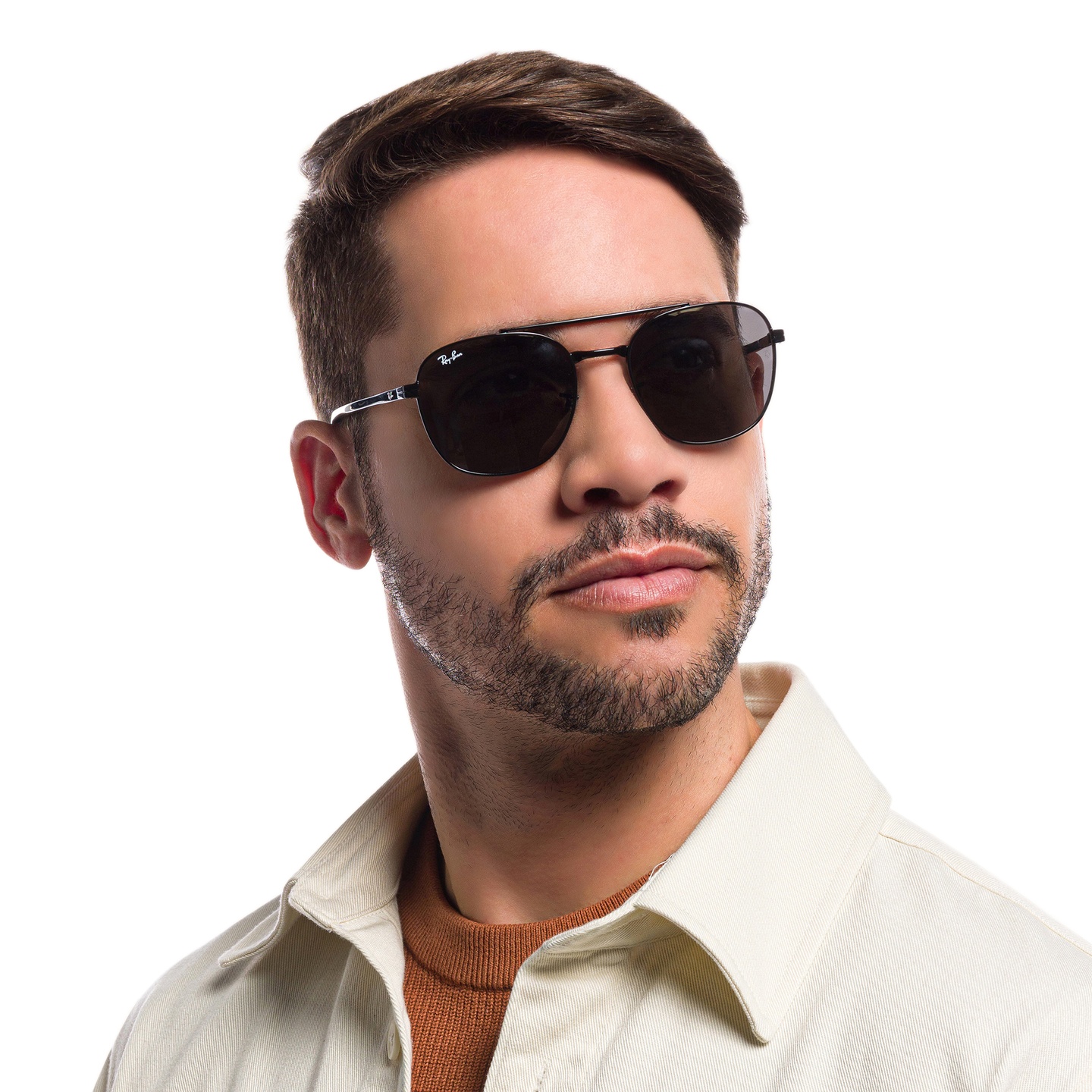 Ray-Ban Unisex Square Sunglasses in Black – Model Photo 7