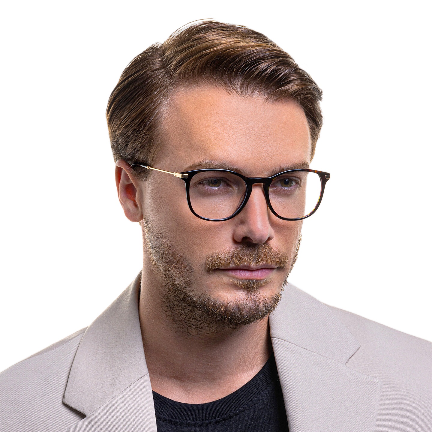 EYE'M Round Eyeglasses in Havana – Model Photo 1