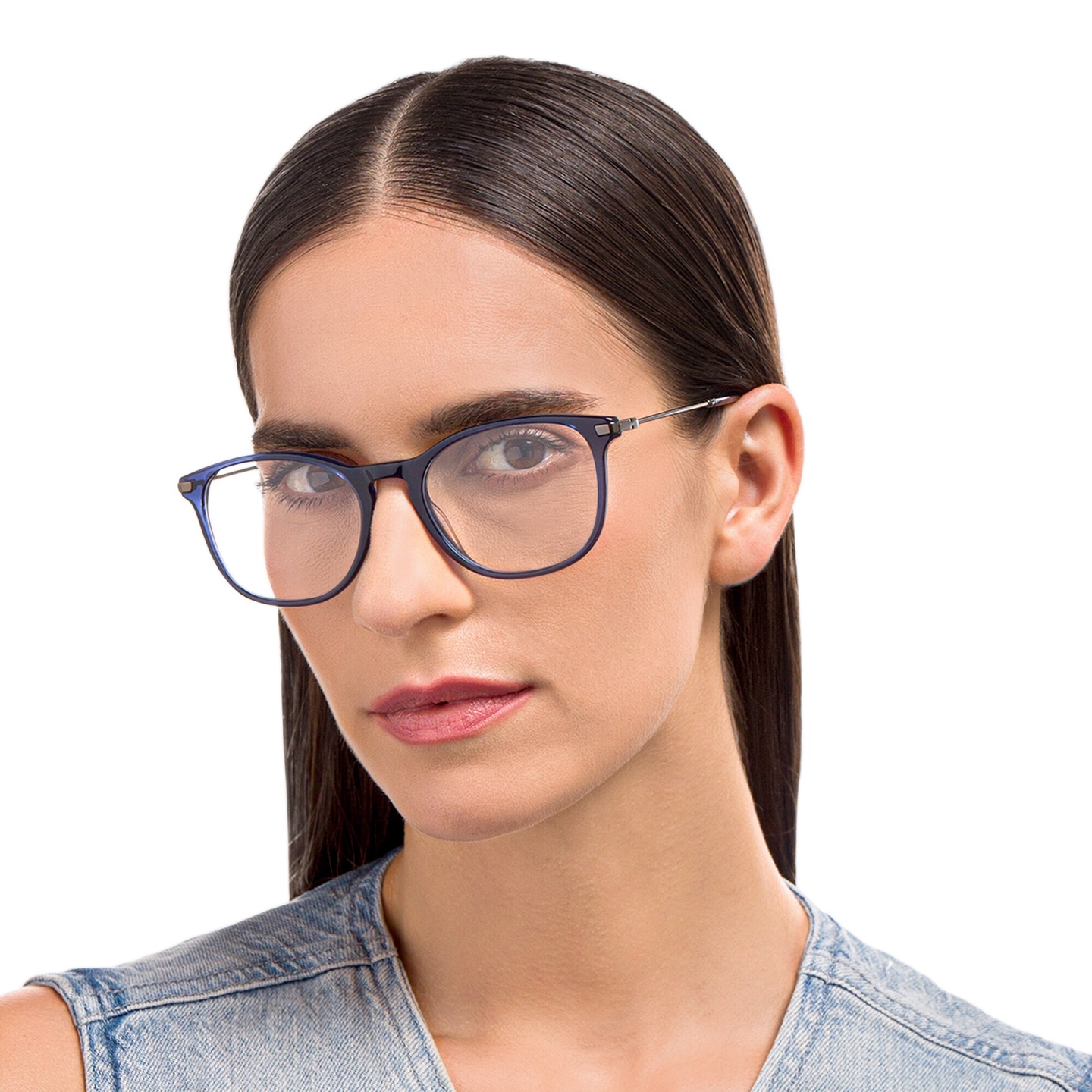 EYE'M Round Eyeglasses in Blue – Model Photo 5