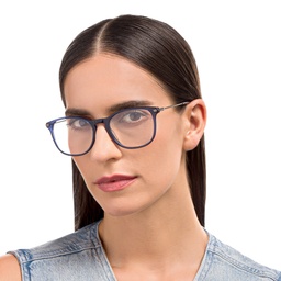 EYE'M Round Eyeglasses in Blue – Model Photo 6