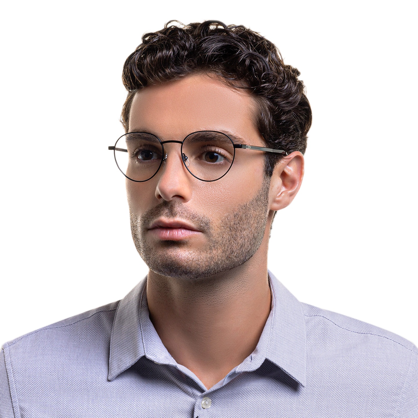 EYE'M Round Eyeglasses in Black – Model Photo 1