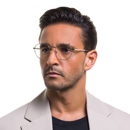 EYE'M Round Eyeglasses in Gold – Model Photo 6