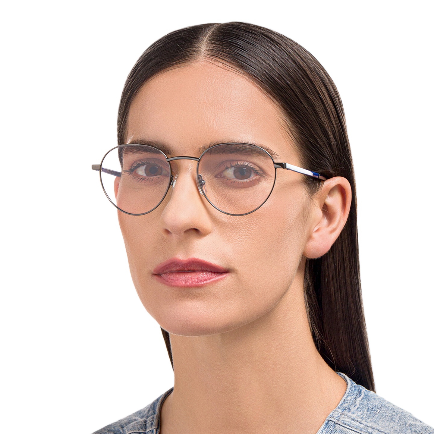 EYE'M Round Eyeglasses in Gunmetal – Model Photo 1