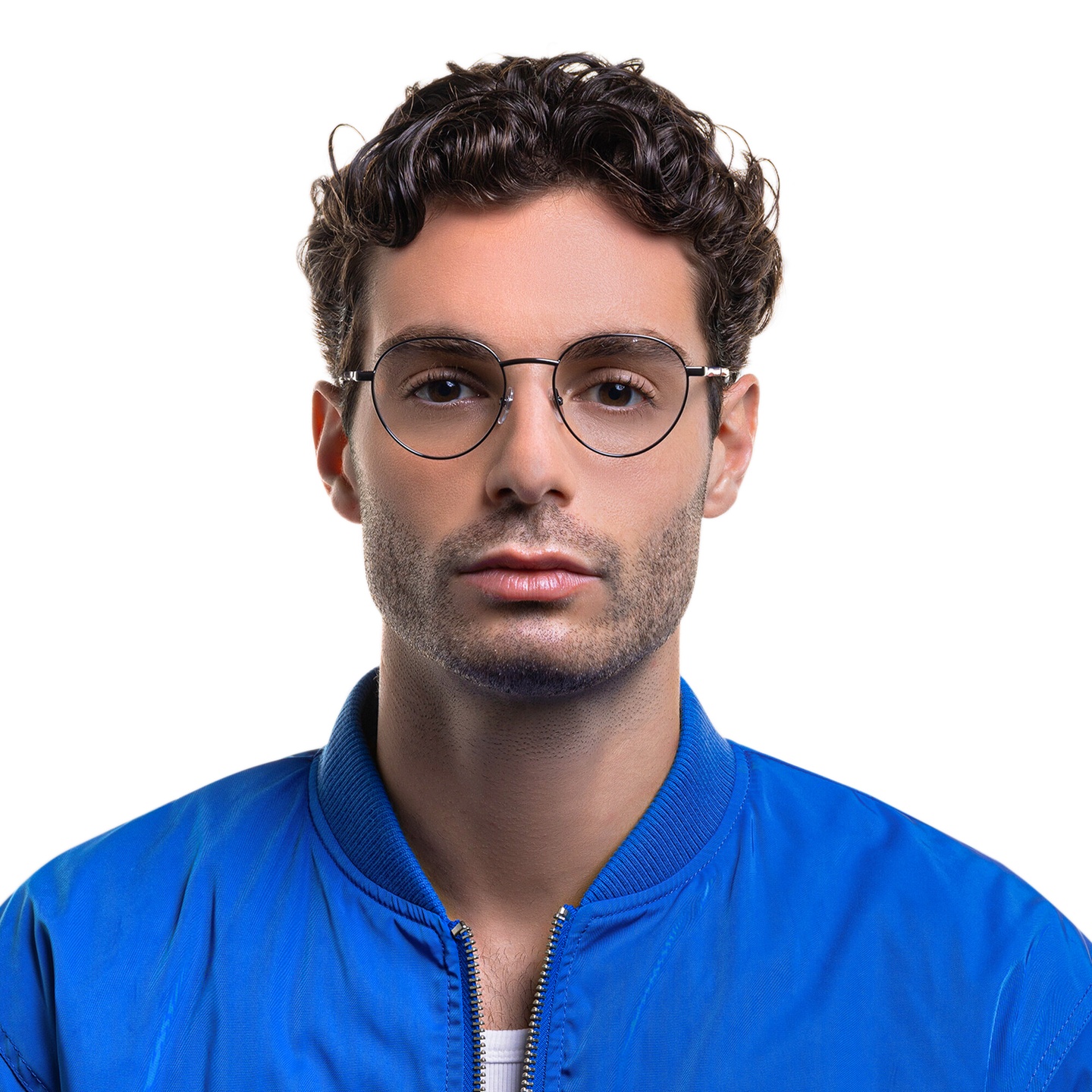 EYE'M Round Eyeglasses in Gunmetal – Model Photo 6