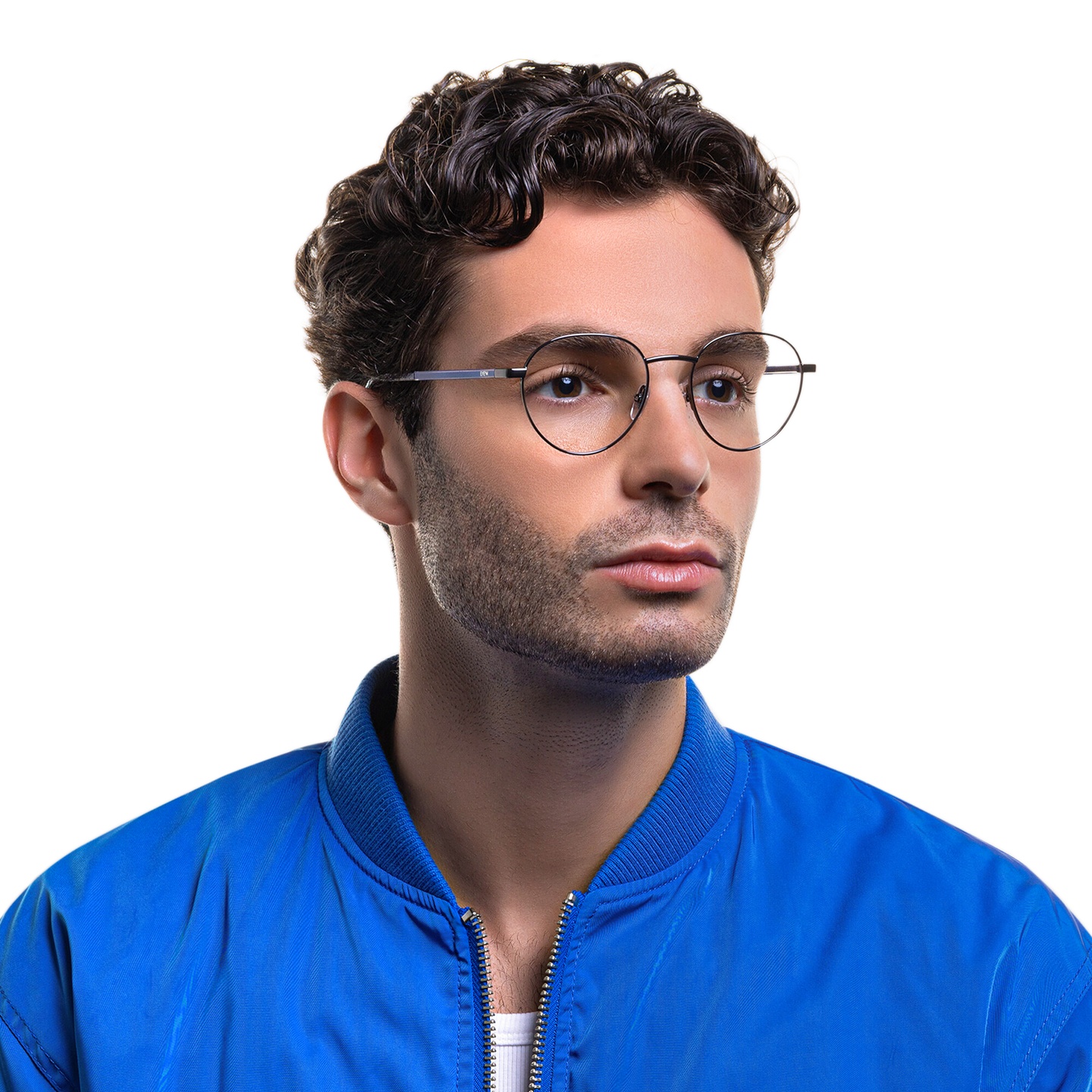 EYE'M Round Eyeglasses in Gunmetal – Model Photo 7