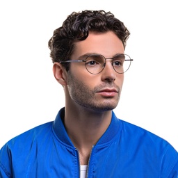 EYE'M Round Eyeglasses in Gunmetal – Model Photo 8