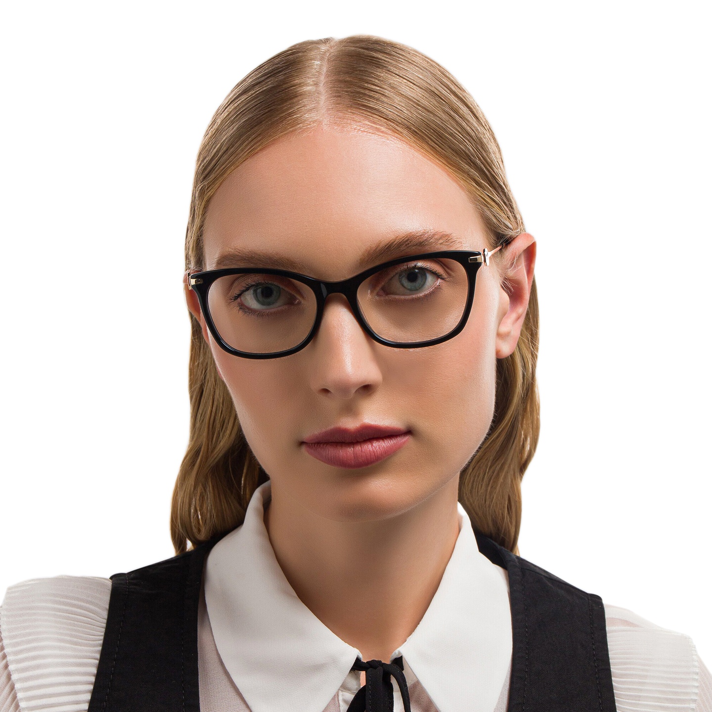 EYE'M Cat-Eye Eyeglasses in Black – Model Photo 1