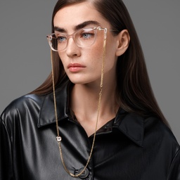 EYE'M Cat-Eye Eyeglasses in Nude – Model Photo 2