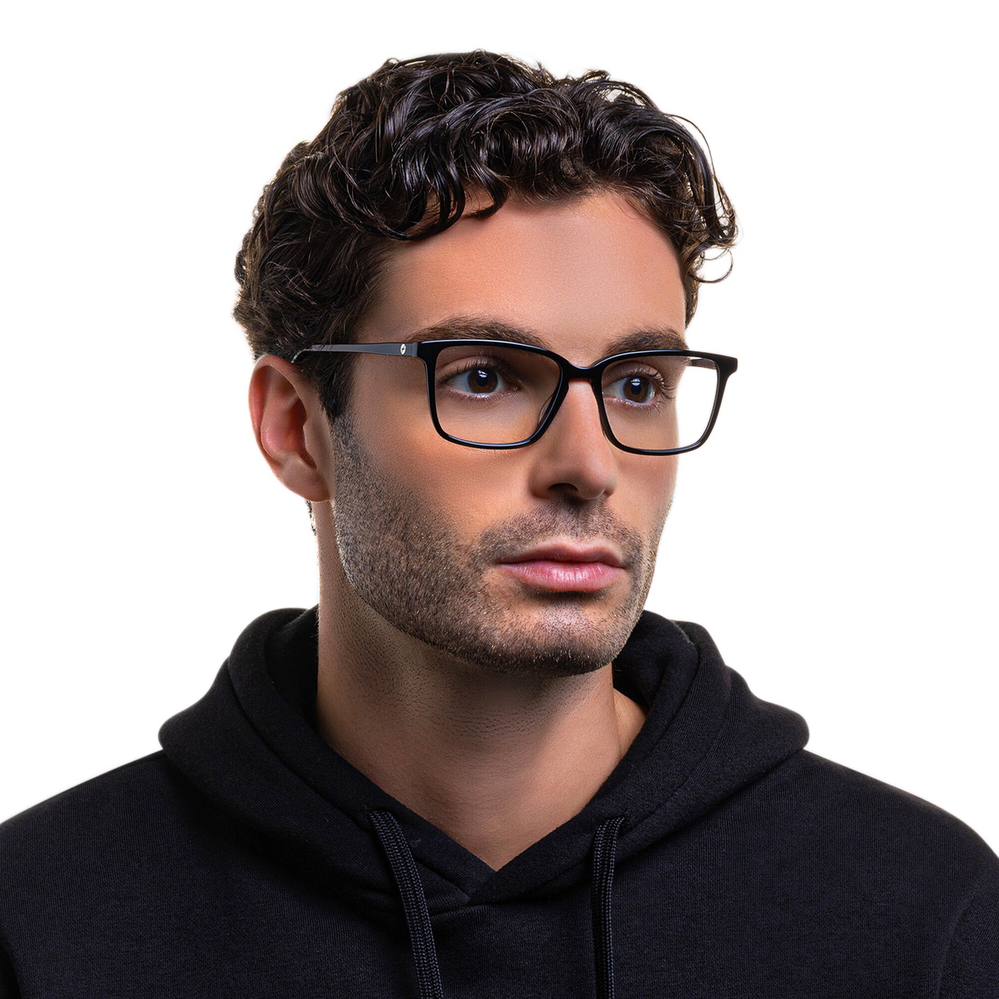 Shop EYE'M Square Eyeglasses in Black online.
