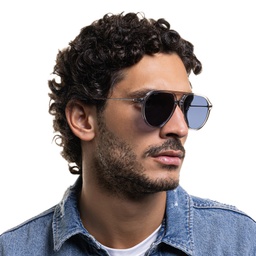 EYE'M Aviator Sunglasses in Grey – Model Photo 6