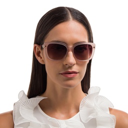 EYE'M Square Sunglasses in Nude – Model Photo 2