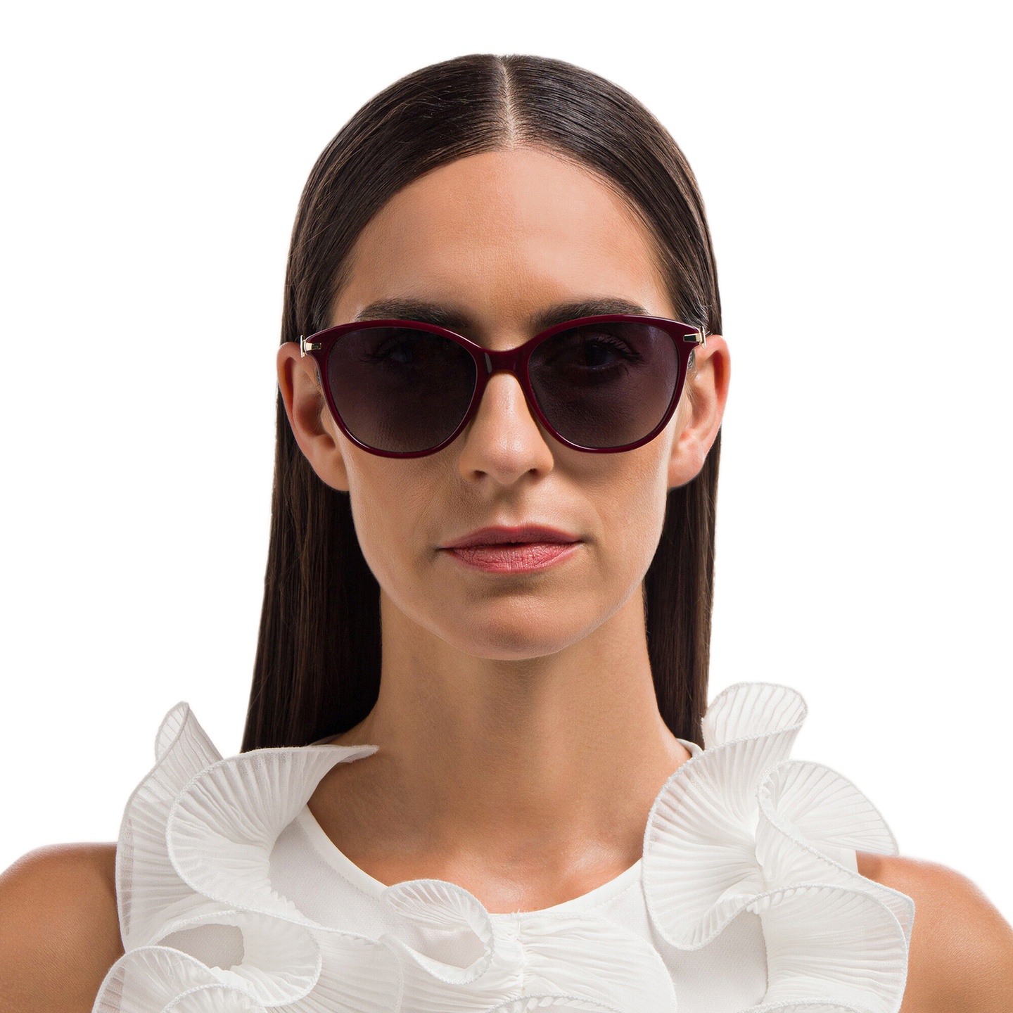 EYE'M Cat-Eye Sunglasses in Red – Model Photo 1