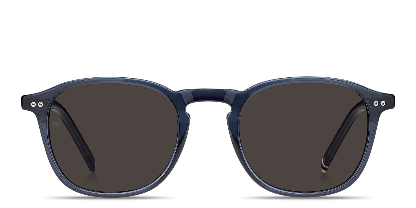 Shop Tommy Hilfiger Logo Lettering Square Sunglasses in Blue online.