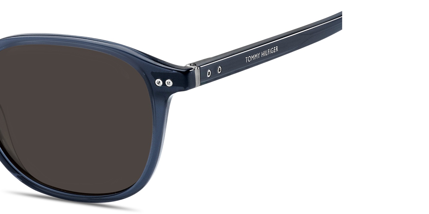 Shop Tommy Hilfiger Logo Lettering Square Sunglasses in Blue online.