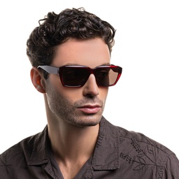 Shop Emporio Armani Rectangle Sunglasses in Shiny Transparent Red online.