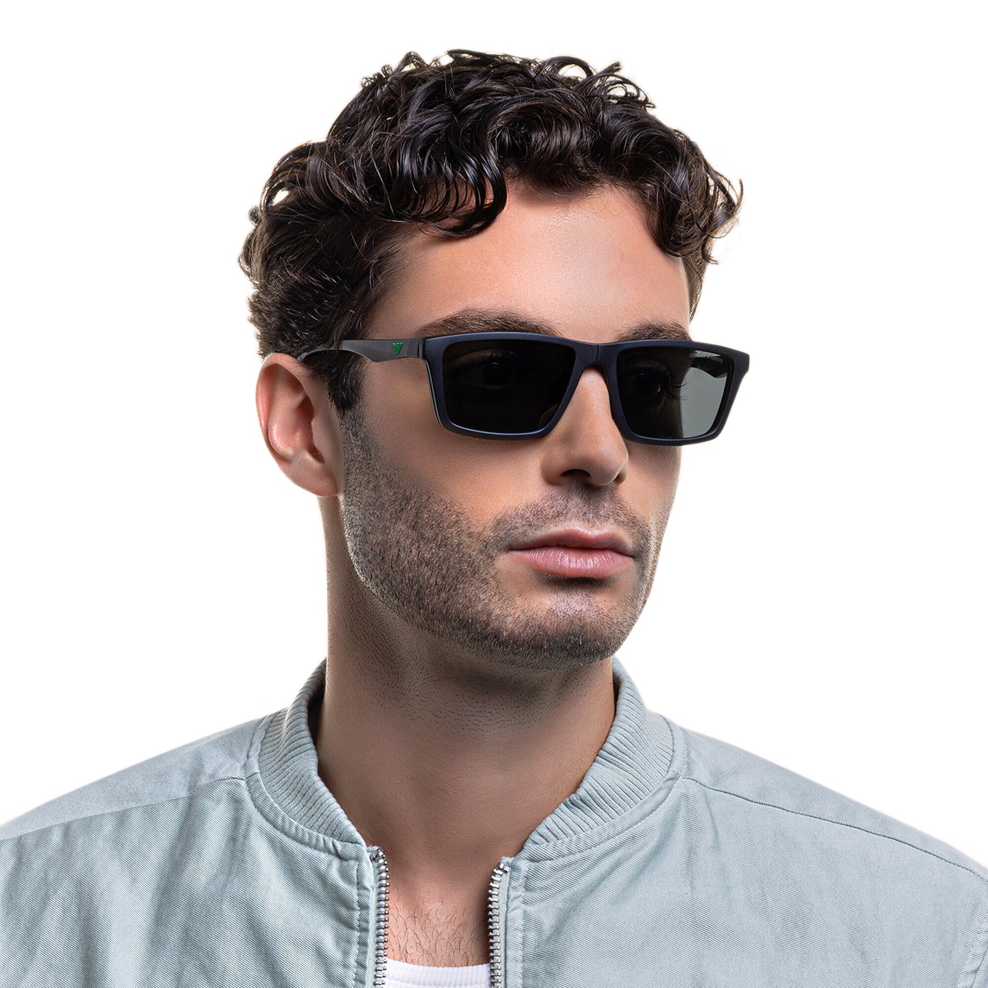 Shop Emporio Armani Wide Rectangle Eyeglasses in Matte Black online.