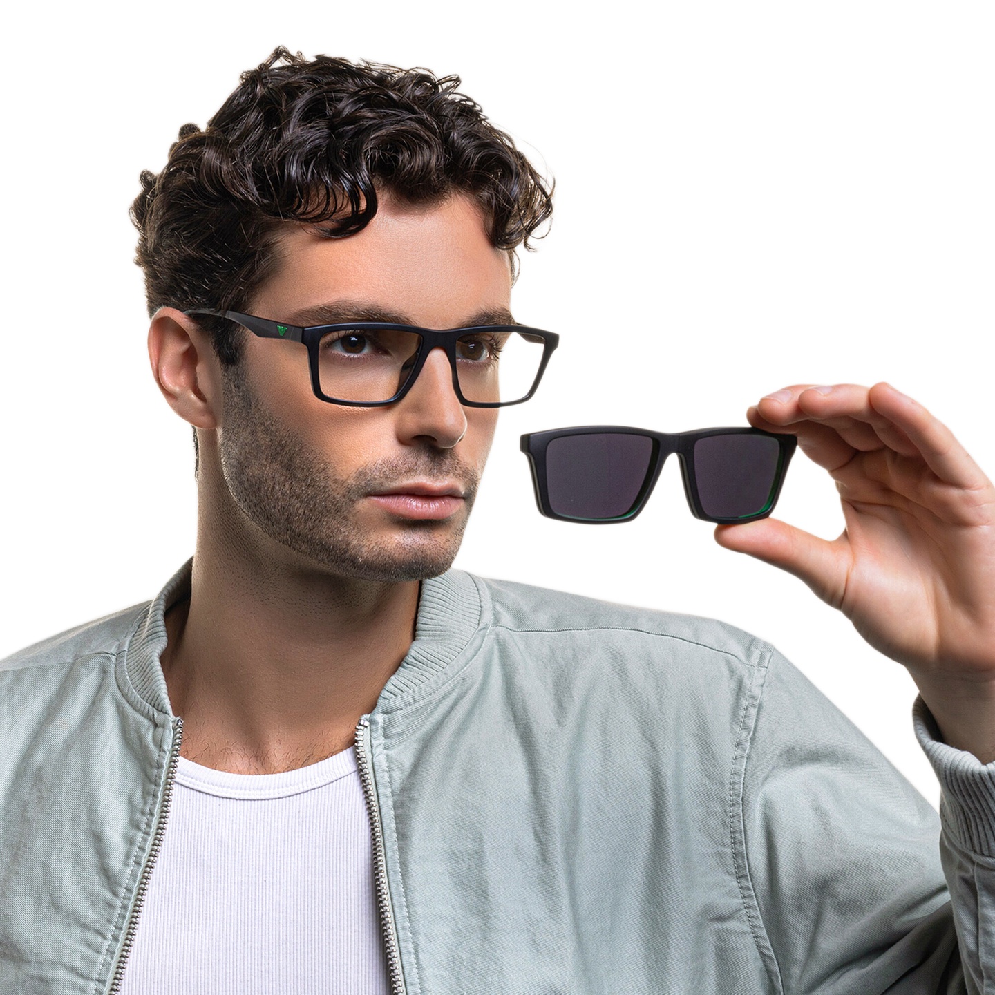 Shop Emporio Armani Wide Rectangle Eyeglasses in Matte Black online.