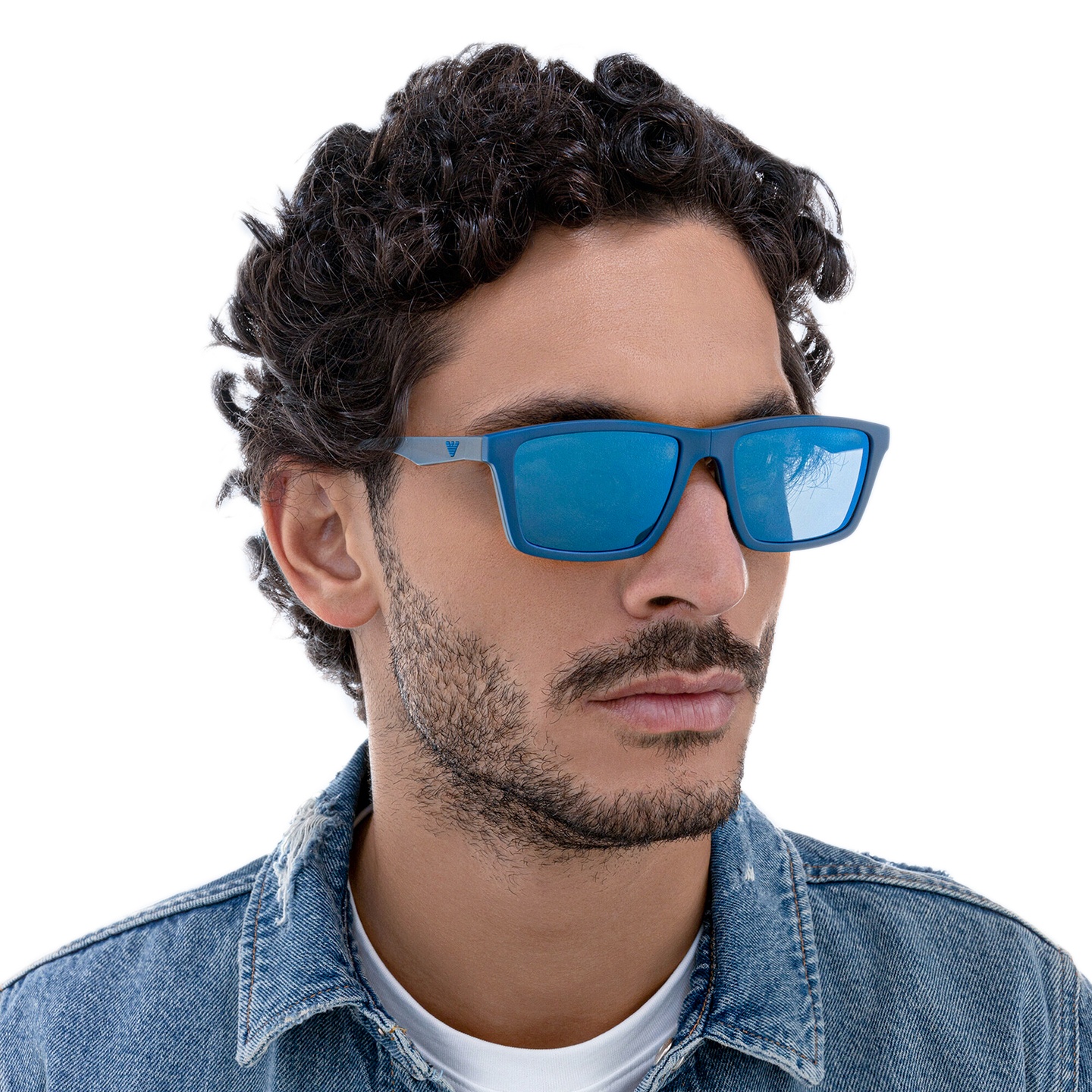 Shop Emporio Armani Wide Rectangle Eyeglasses in Matte Grey online.