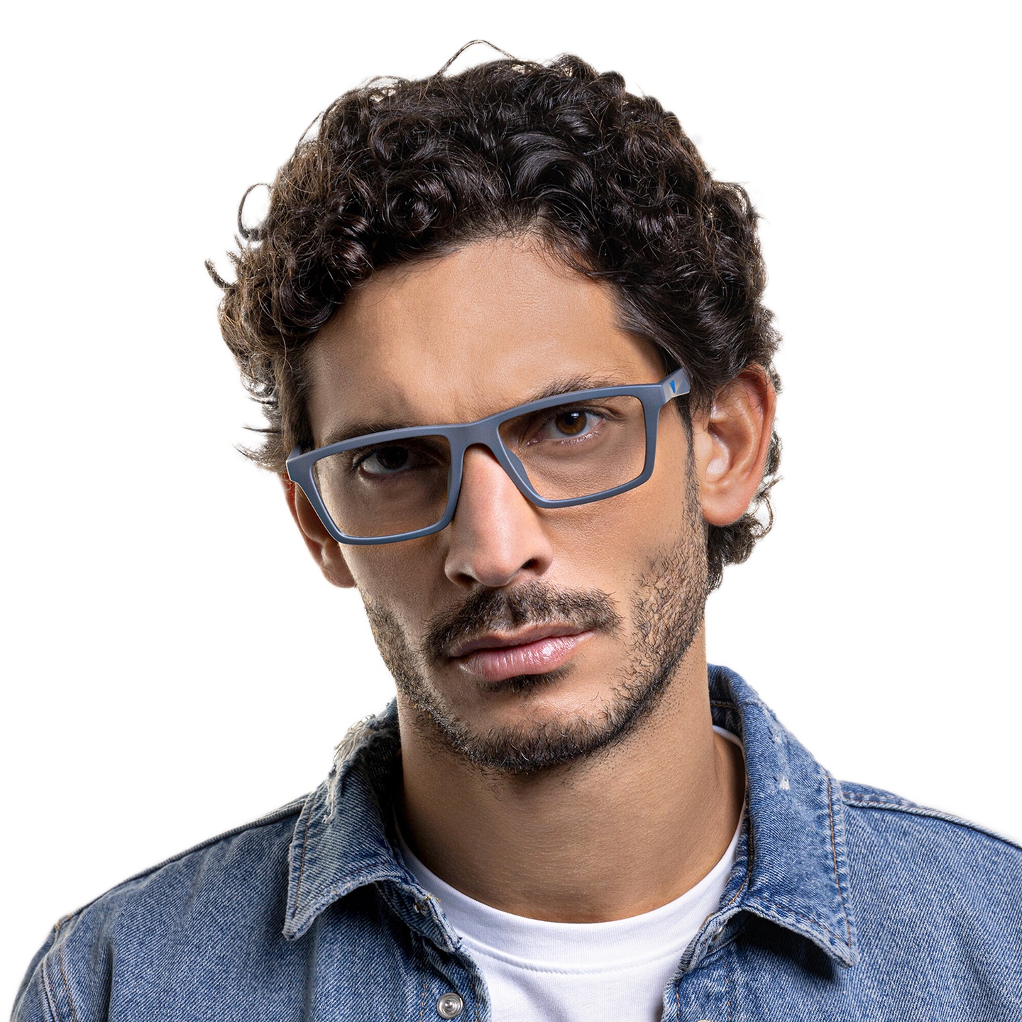 Shop Emporio Armani Wide Rectangle Eyeglasses in Matte Grey online.