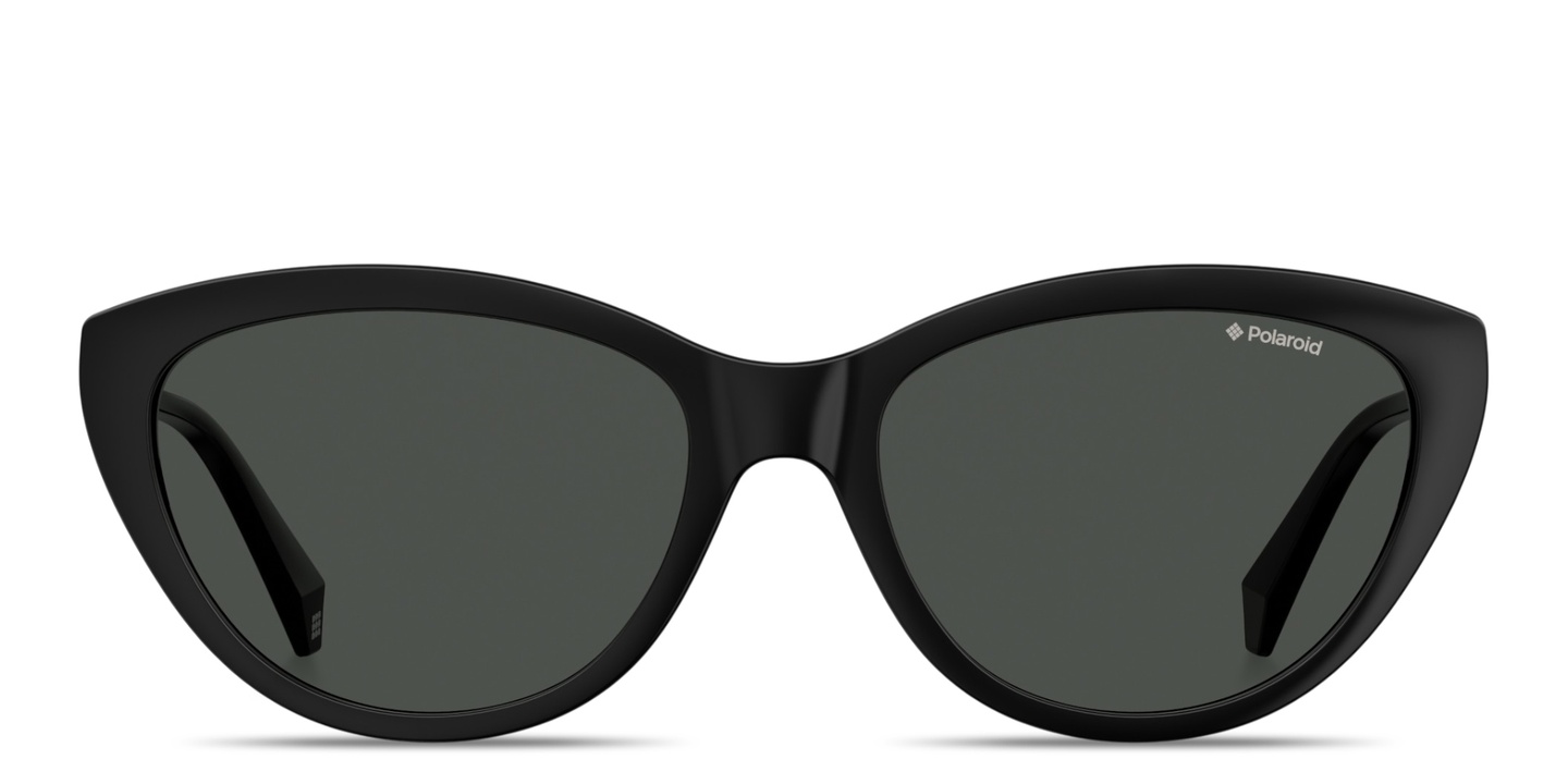 Shop Polaroid Logo Lettering Cat-Eye Sunglasses in Black online.
