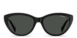 Shop Polaroid Logo Lettering Cat-Eye Sunglasses in Black online.