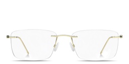Shop Hugo Boss Logo Lettering Wide Rimless Rectangle Eyeglasses in Gold online.