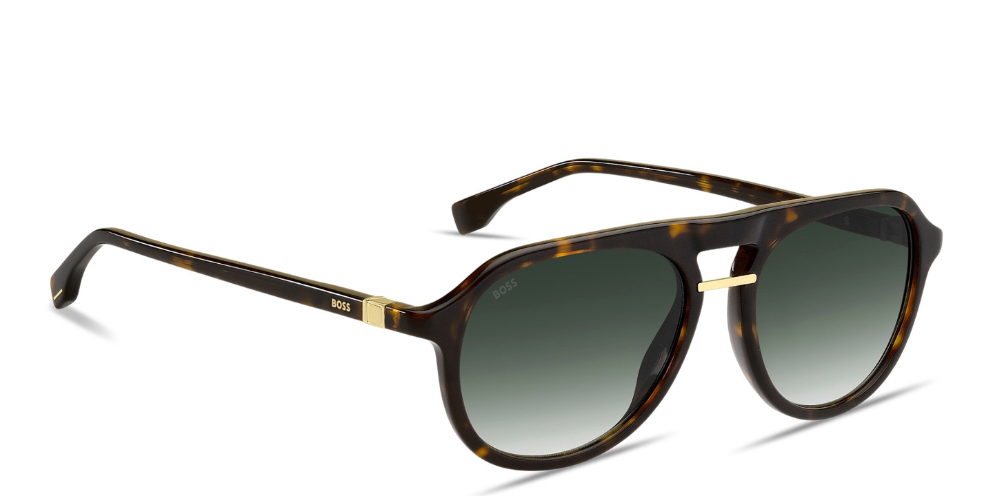 Shop Hugo Boss Logo Print Pilot Sunglasses in Havana online.