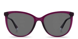Shop Polaroid Logo Print Rectangle Sunglasses in Violet online.
