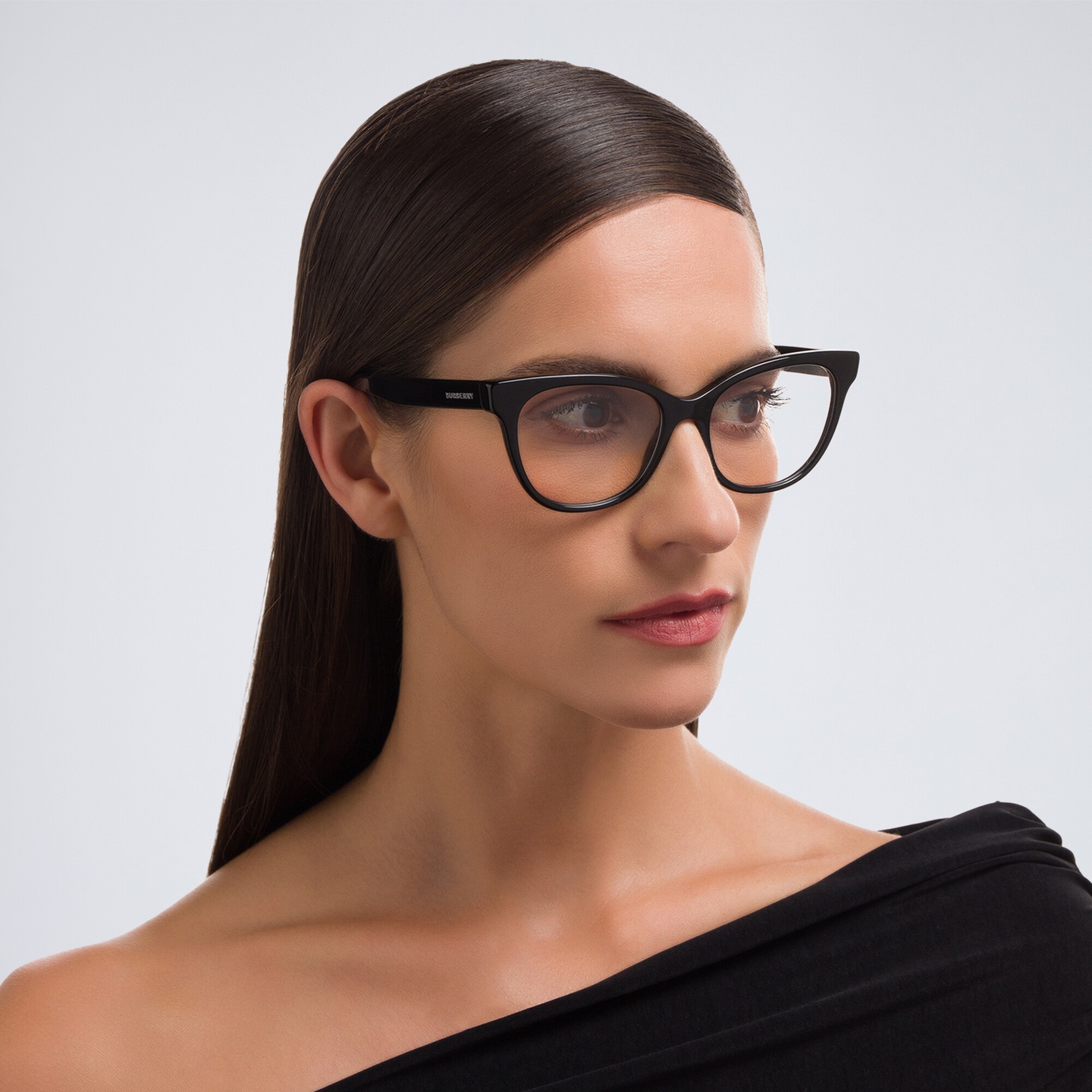 Shop BURBERRY Cat-Eye Eyeglasses in Black online.