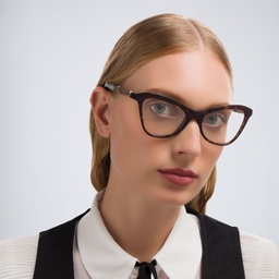 BURBERRY Cat-Eye Eyeglasses in Dark Havana – Model Photo 5