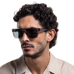 Emporio Armani Logo Pillow Sunglasses in Transparent Grey – Model Photo 2