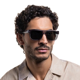 Emporio Armani Logo Pillow Sunglasses in Transparent Grey – Model Photo 5