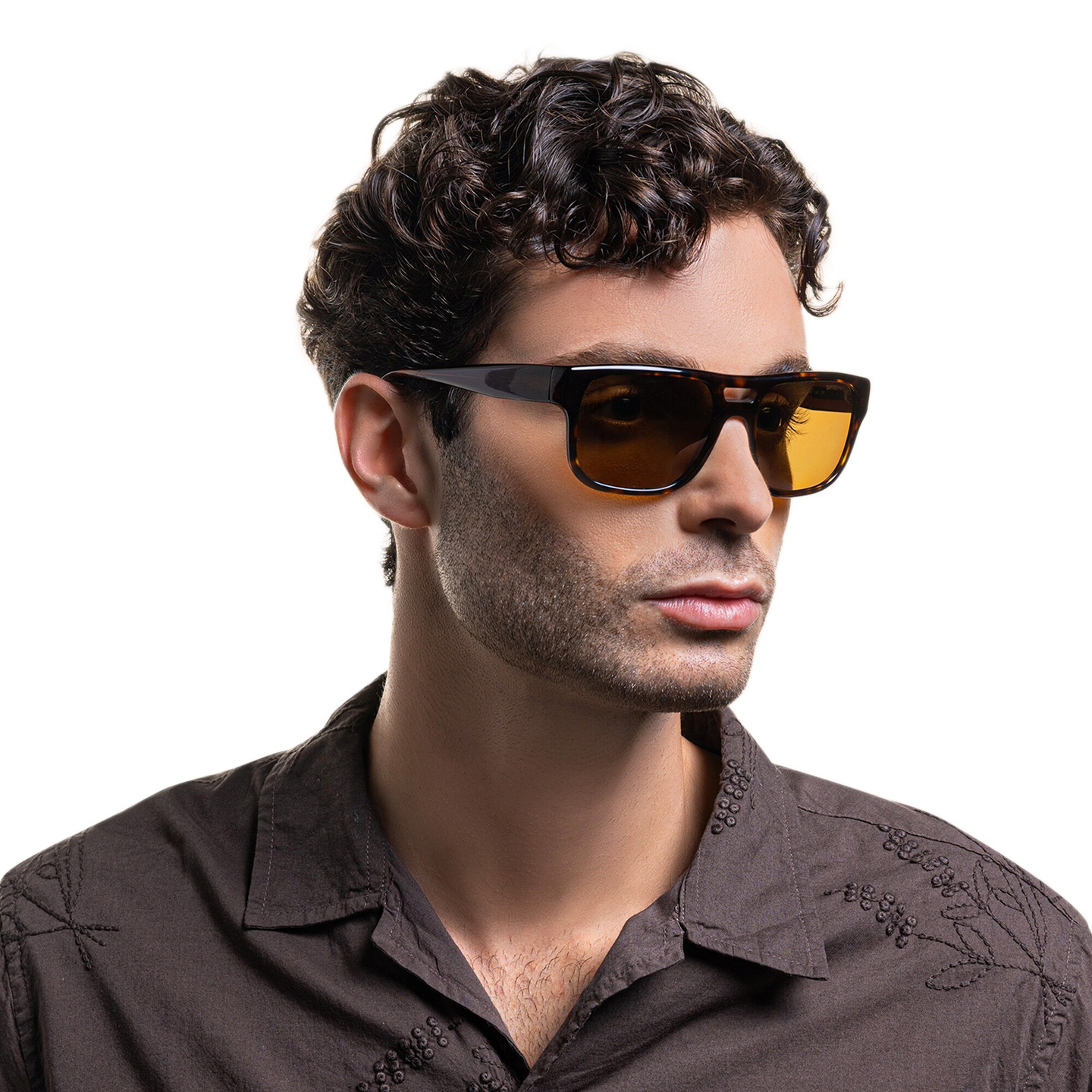 Shop Emporio Armani Logo Pillow Sunglasses in Havana online.