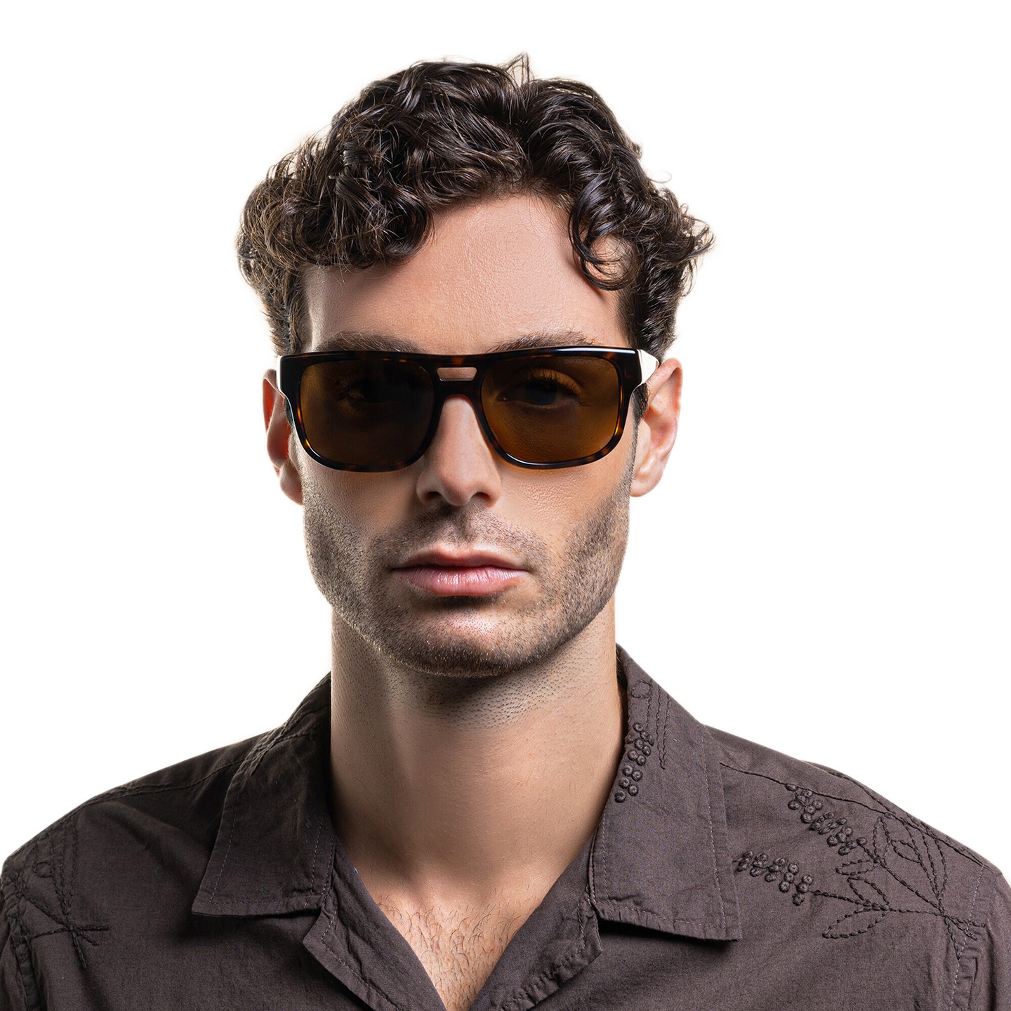Shop Emporio Armani Logo Pillow Sunglasses in Havana online.