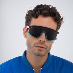 Oakley Unisex Half-Rim Mask Sunglasses in Black – Model Photo 7