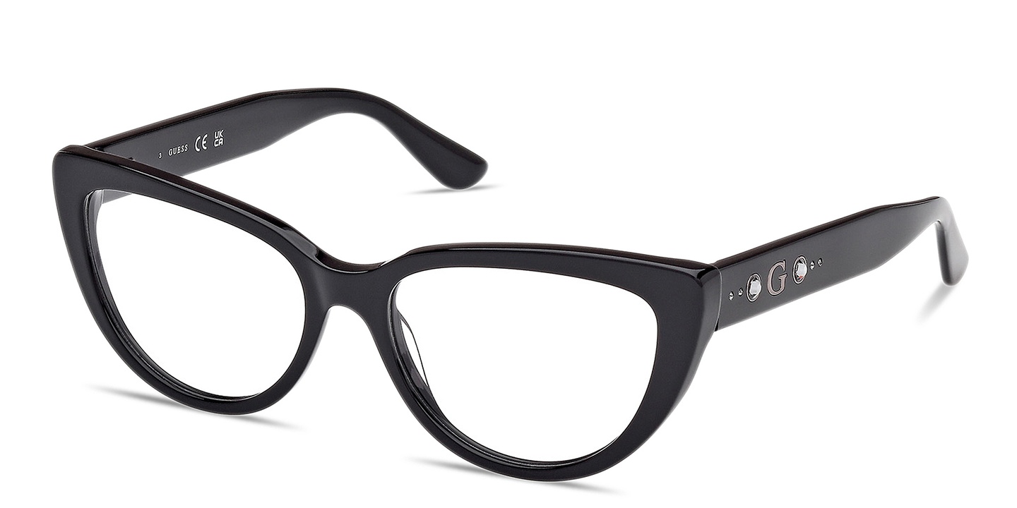 Shop Guess Rhinestone-Embellished Cat-Eye Eyeglasses in Black online.