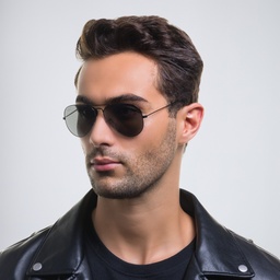 Ray-Ban Unisex Pilot Sunglasses in Metal in Black – Model Photo 7