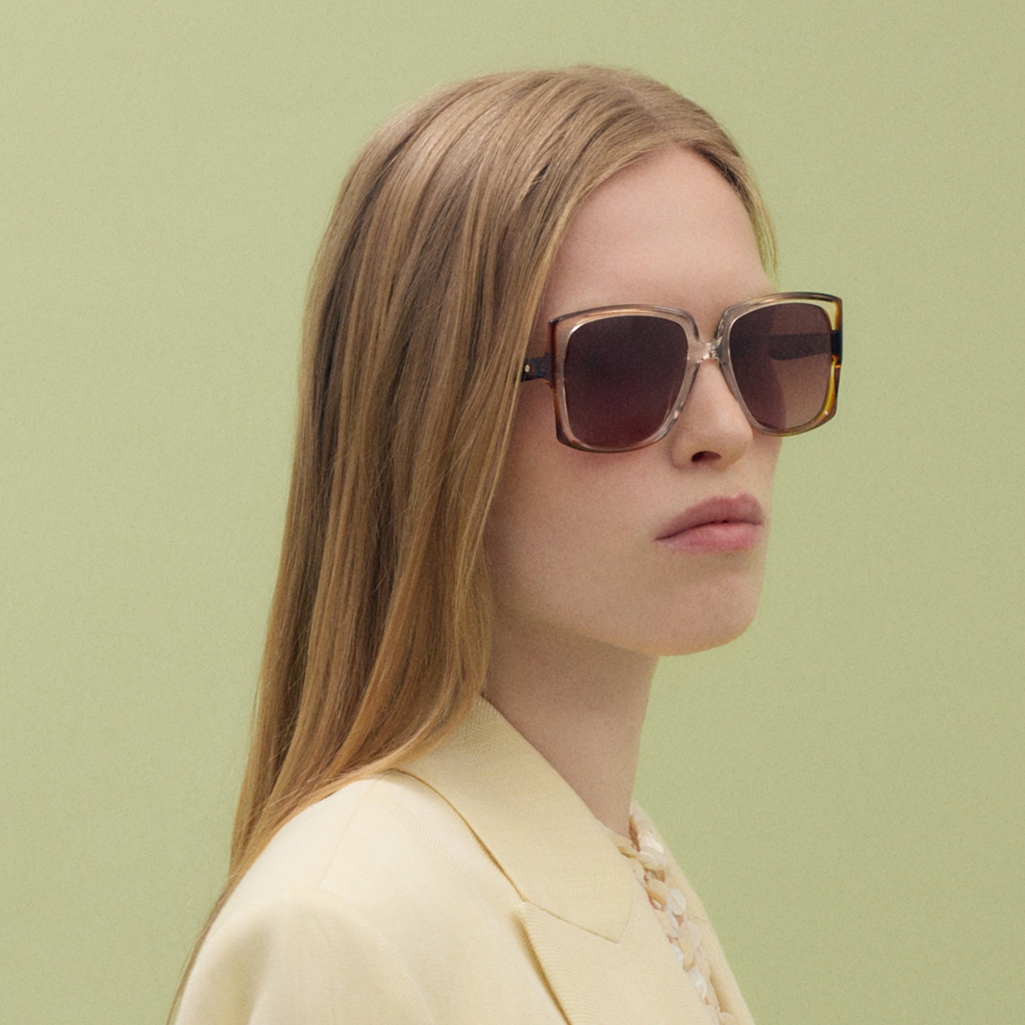 Shop GIGI STUDIOS Genesis Square Sunglasses in Transparent Pink online.