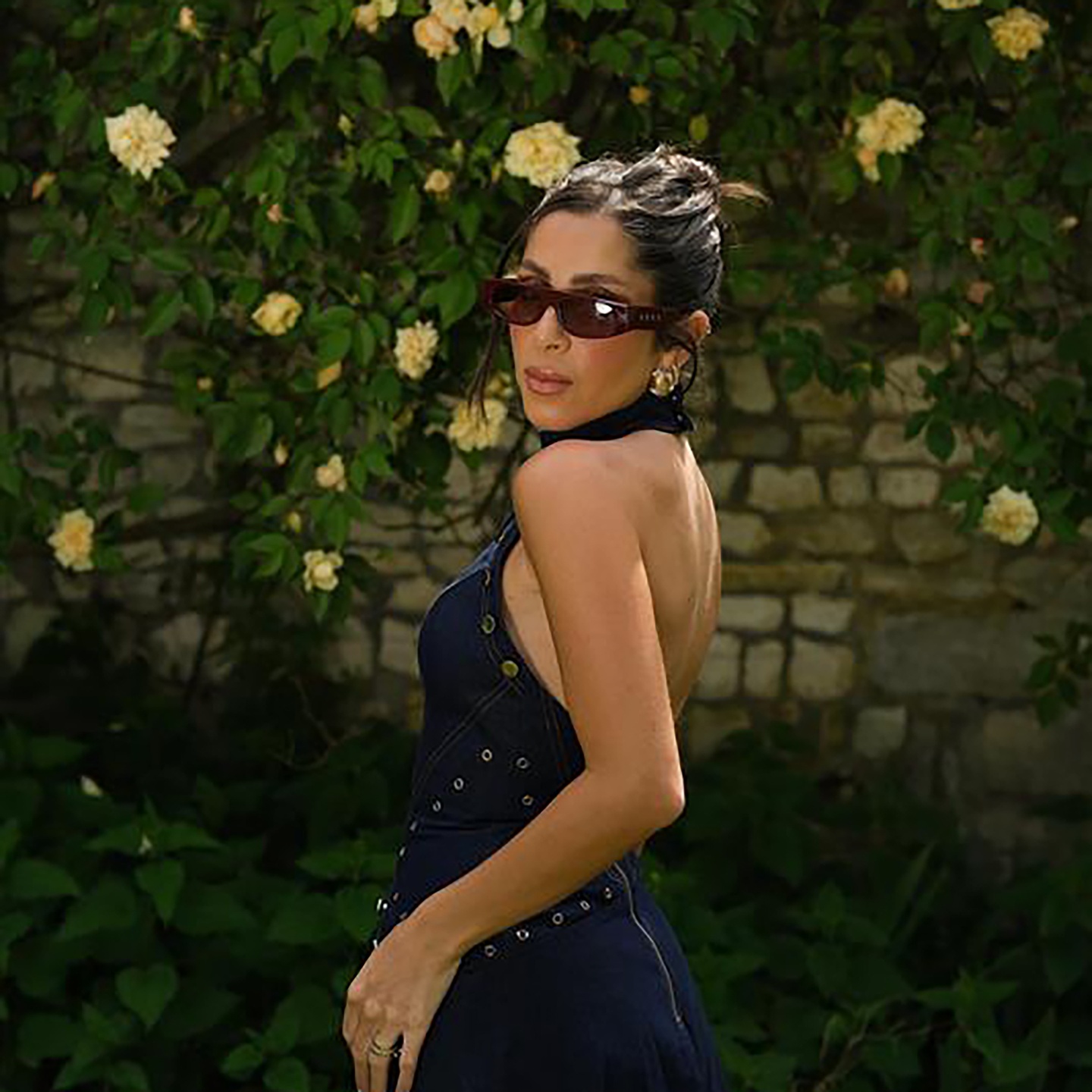Shop TRICE Luma Irregular Sunglasses in Burgundy online.