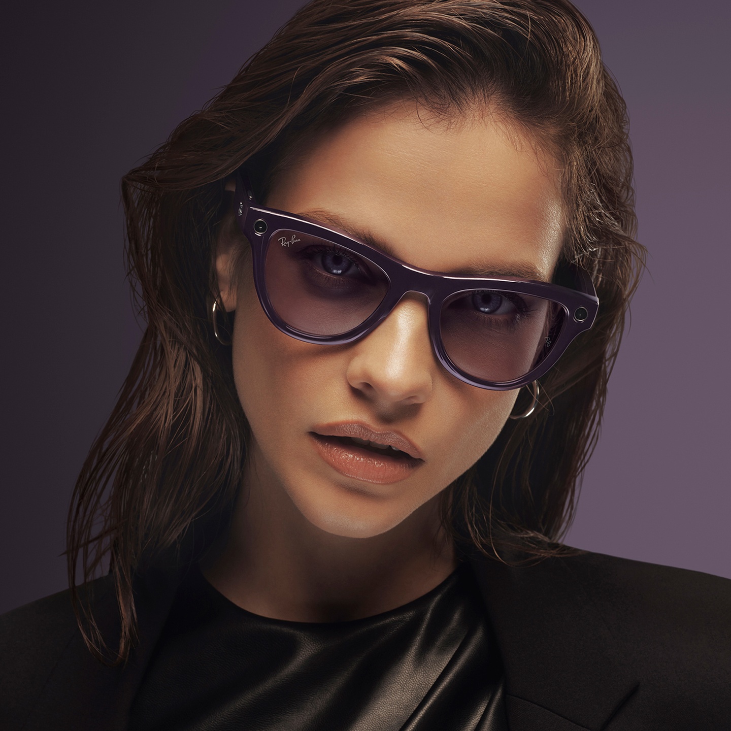 Shop Ray-Ban Meta Skyler Transitions® Unisex Cat-Eye Sunglasses in Shiny Mystic Violet online.